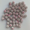Pink Shamballa beads 10mm rhinestone clay disco balls for DIY jewelry making - Pink with White Rhinestone