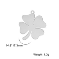 Polished stainless steel four leaf clover pendant with dimensions 14.9x17.3mm and weight 1.3g - Clover-Steel Color