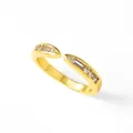 Adjustable gold plated ring featuring sparkling clear cubic zirconia in variant C - Pavé Zirconia Tapered Open Ring