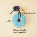 Blue PU donut pendant with colorful sprinkles and handmade label for bag decoration - Blue
