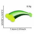 Macro detail of green rainbow embroidered patch with size 7.4cm x 3.2cm and 0.9g weight - Style 16 (Green Rainbow)