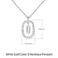 Silver tone pendant necklace with sparkling zircon frame and movable letter O charm - White Gold O