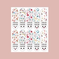 Rectangle thank you stickers featuring cute smile face and floral hand-drawn patterns - H-215
