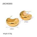 Gold polished bean earrings with size 2.63cm x 1.75cm and 19.58g weight specs - Bean Shape Metal Earring (JDE2403055) / Gold