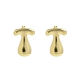 Polished 18k gold plated bubble letter T stud earrings with a rounded 3D balloon design - Style-T