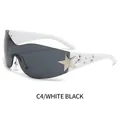 Y2K rimless star sunglasses in white frame and black-grey lenses for cycling sports - White Frame Dark Grey Lens