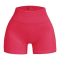 Women's high-waisted seamless ribbed yoga shorts in vibrant rose red, size S - Bright Red