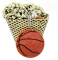 Sparkling orange basketball keychain with crystal rhinestones and silver metal beads - Orange