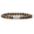 New Chinese retro 6mm natural wood beads bracelet with silver engraved charm on white base - Green Sandalwood