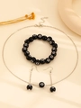 Black billiards number 8 bead jewelry set with necklace, bracelet and earrings - 3-Piece Jewelry Set