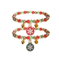 Christmas beaded elastic bracelet set with red green crystal beads and snowflake charms - D1136 (Snowflake)