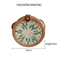 Handmade shell-inlaid woven crossbody bag with green leaf pattern and leather strap - Green Leaf Shell