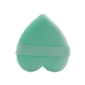 Heart-shaped mint green flocking powder puff with elastic strap for smooth makeup - Green