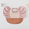 Pink and beige waterproof baby bib with cute wing-style frills and large crumb catcher - Wings - Light Pink And Horse Pink / One Size
