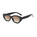 Retro cat-eye sunglasses featuring a black chunky frame and brown gradient lenses - Black Frame Gradient Tea Lens