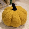 Yellow pumpkin plush pillow made of soft teddy fleece fabric for Halloween decor - Golden Pumpkin