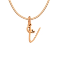 Rose gold V-letter pendant necklace with heart detail and sleek snake chain - Letter V / Rose Gold