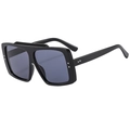 Oversize square frame sunglasses in black with gradient grey lenses and silver metal dots - Black Frame Black Grey Lens