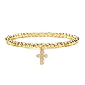Bracciale a sfere dorate da 4mm con ciondolo a croce e pietre di zirconi bianchi - Stile Croce (CB00359DL)