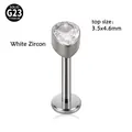 Labret-Stecker aus G23 Titan mit 3,5x4,6 mm birnenförmigem weißem Zirkonia-Stein - 1.2*12mm / Weißer Zirkon