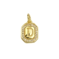 Detail of 18k gold plated letter D pendant with square zircon borders and a luxury finish - Gold Letter D
