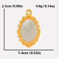 Gold oval pendant with white shell inlay and embossed texture for DIY jewelry - Gold Mother of Pearl Pendant Only (S1996-G-W)
