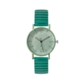 Orologio al quarzo con quadrante verde, numeri arabi e cinturino a segmenti verdi - Verde