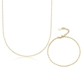 Elegant S925 sterling silver gold square bead necklace and bracelet jewelry set - 18k Gold Necklace Bracelet Set