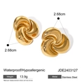 Golden vortex stainless steel earrings, waterproof and hypoallergenic 2.68cm studs - Swirl Vortex Shape (JDE2403127)