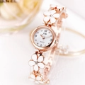Reloj de cuarzo para mujer en oro rosa con correa floral y esfera blanca elegante de JW - Oro rosa con esfera blanca