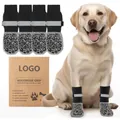 Waterproof anti-slip dog socks in black and grey leopard print with reflective strap - XS / Black Leopard Anti-Slip [Premium Bag]