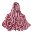Detail of soft dusty pink modal jersey hijab scarf showing fine knit texture and stitching - Lotus Pink (#10)