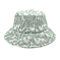 Cappello a secchiello in pizzo bianco con ricamo a margherita blu da donna - M (56-58cm) / verde chiaro