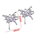 Silver butterfly earring pendant with purple marquise gemstone, size 31mm by 29mm - Butterfly Rhinestone (31x29mm) / Silver Purple