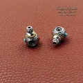 Perle a zucca in argento tibetano con pietre intarsiate per creazione di gioielli - Stile 4 (13mmx17mm)
