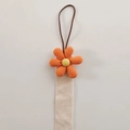 Orange fabric flower storage strap with beige ribbon for kids hair accessories - Orange Large Flower