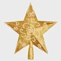 Premium 20cm gold glitter Christmas tree topper star with white decorative spiral patterns - Glitter Craft Star 25cm / Gold