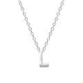 Collana in argento sterling 925 con ciondolo a lettera L in metallo lucido su bianco - Lettera L / Oro Bianco