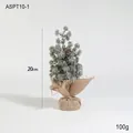 Mini 20cm frosted Christmas tree with red berries and burlap base for table decor - Style C (20cm Height)