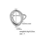 Abstract organic oval stainless steel ring in silver finish for women size 7 - Steel Hollow Open Ring (A269)