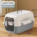 Elegant Grey pet carrier box size L with metal door for cats and small dogs - Transport Style L Size Under 20 lbs / Elegant Grey