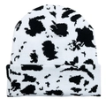 Knitted beanie hat featuring a black and white cow print pattern in a soft fabric - M (56-58cm) / Pattern C Black White