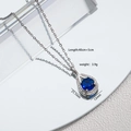 Collana a goccia in argento con pendente in zircone blu e catena regolabile - Blu
