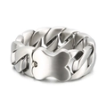 Robuuste Cubaanse schakelarmband in mat zilver met een unieke gesp in de vorm van bot - Zilver Zandafwerking 31mm 24cm (KB145935)