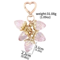 Pink strawberry keychain accessory with glitter resin finish and golden metal chain - K00904-03 Pink Clear Glitter Strawberry Cluster Keychain