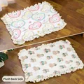 Thickened pet sleeping mat with lucky dog print and soft plush reverse side - 32*25cm (Within 1.5kg) / Upgrade Ruffle Mat Beige