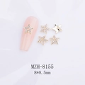 Détail de bijoux d'ongles en forme d'étoile dorée de 8,5 mm avec strass étincelants - Étoile Or Évidée Strass (8155)