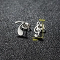 Orecchini a perno minimalisti in acciaio inossidabile a forma di nota musicale design asimmetrico - 442 Acciaio (Nota Musicale)