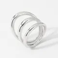Anello triplo in acciaio inossidabile argento lucido dal design minimalista moderno - US 6 / Argento (PB714)