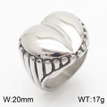 Gepolijste zilveren hartring van roestvrij staal met 20mm breedte en textuur op de band - US 6 / Zilver Gestreepte Hart (KR106349-KJX)